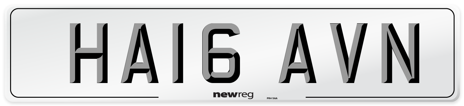 HA16 AVN Number Plate from New Reg